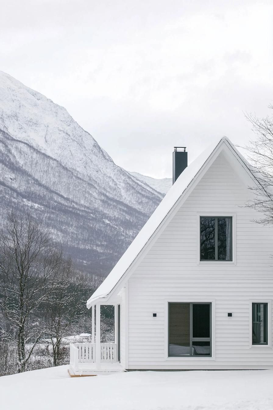 All-White A-Frame Design with Skylights