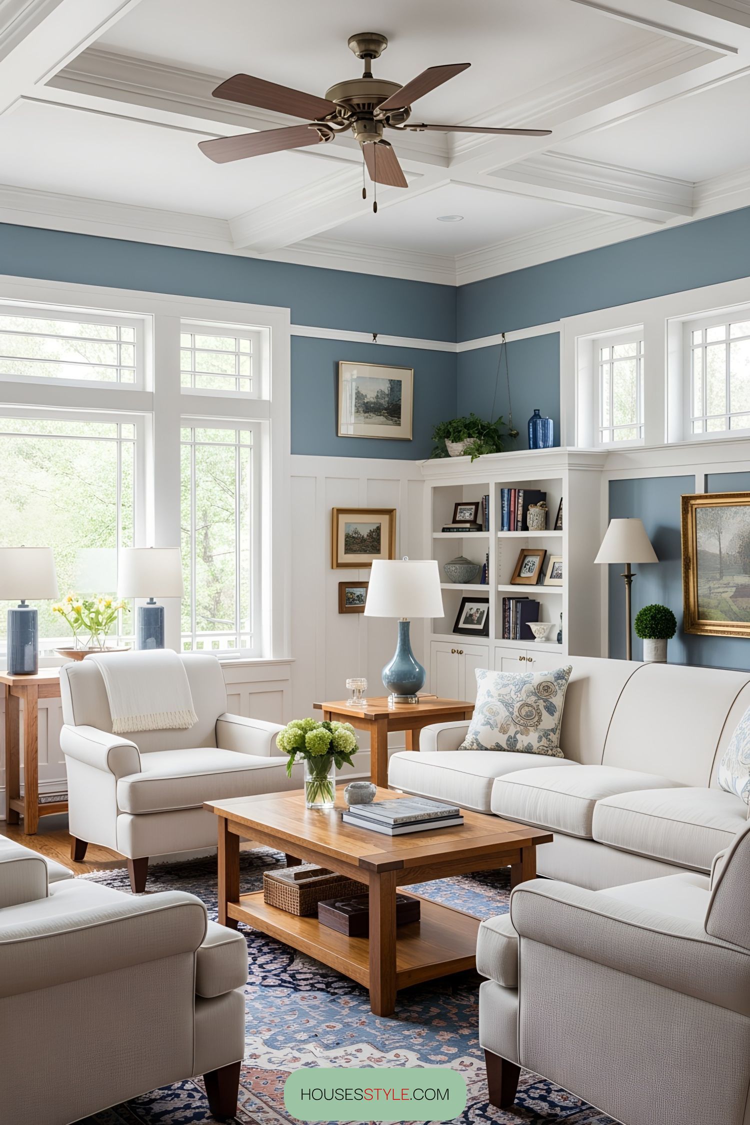 A Living Room Dressed in Soft Blue