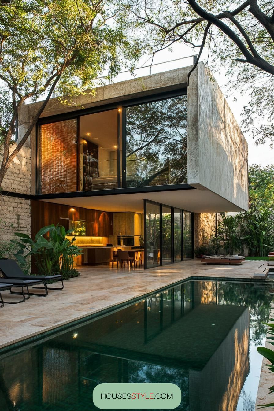 Compact Lap Pool Beside the House