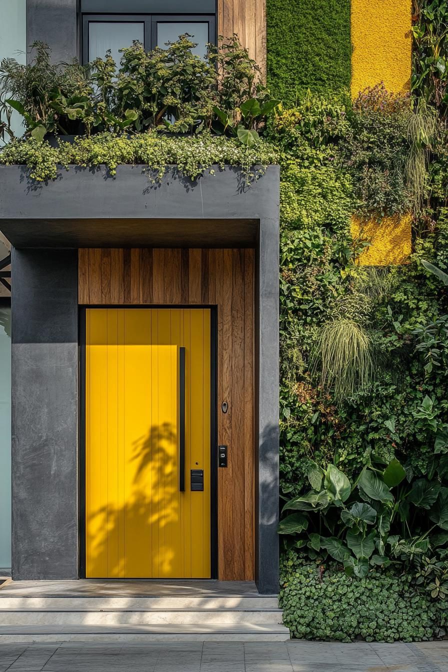 Yellow Door With Horizontal Wood Grain Texture - photo 2
