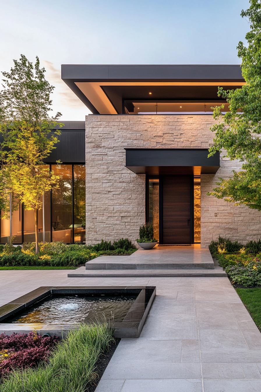 Stone Cladding and Entry Water Feature