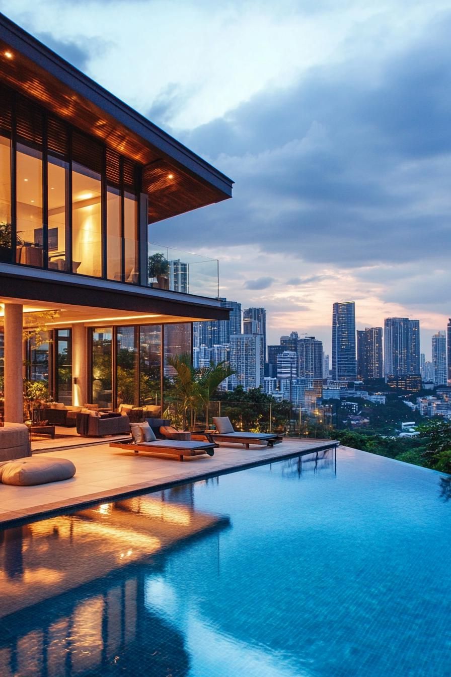 Infinity Pool With City Skyline Views