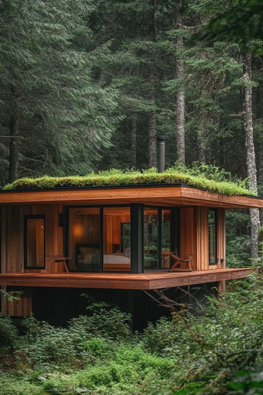 Minimalist Wood Lodges With Living Roofs - photo 2