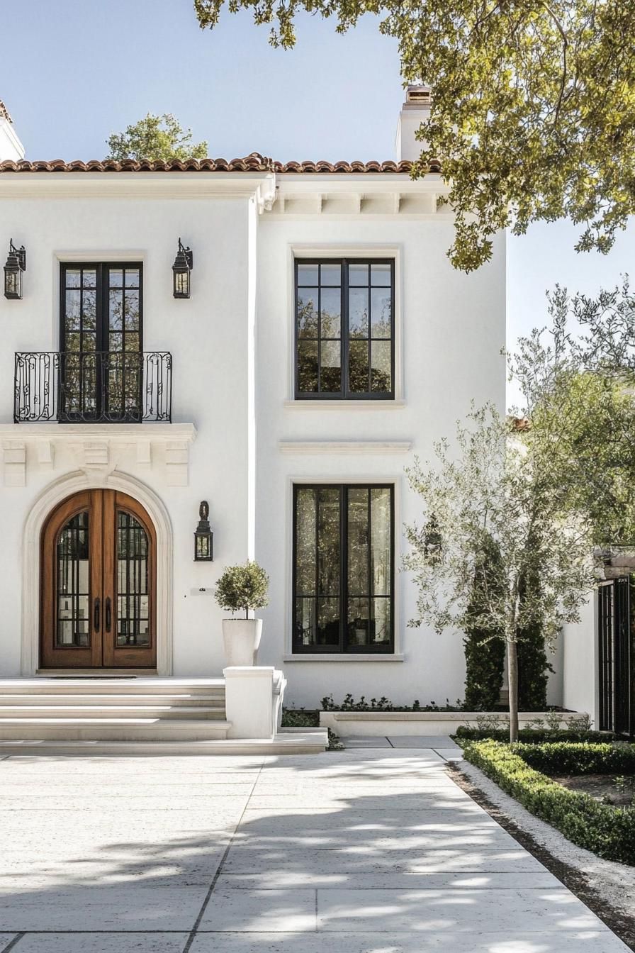 White Stucco Walls With Geometric Detailing