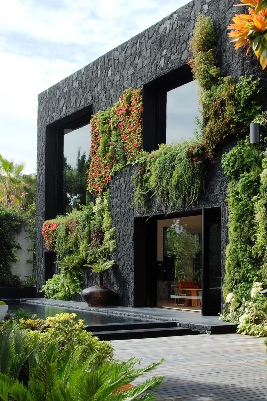 Textured Stone Facades Paired With Greenery