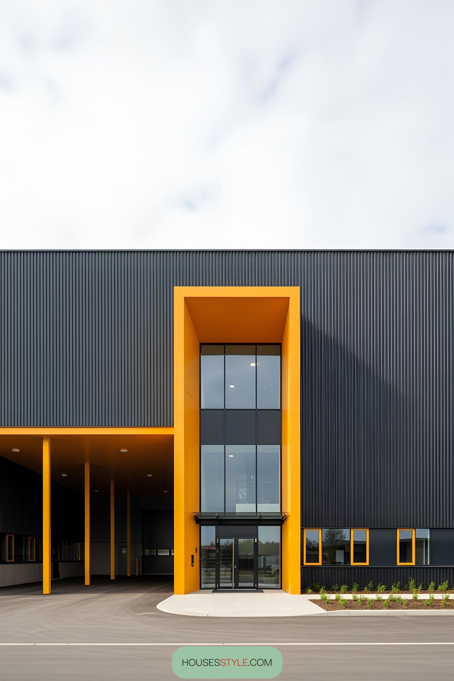 Bold Black and Orange Facade Contrast