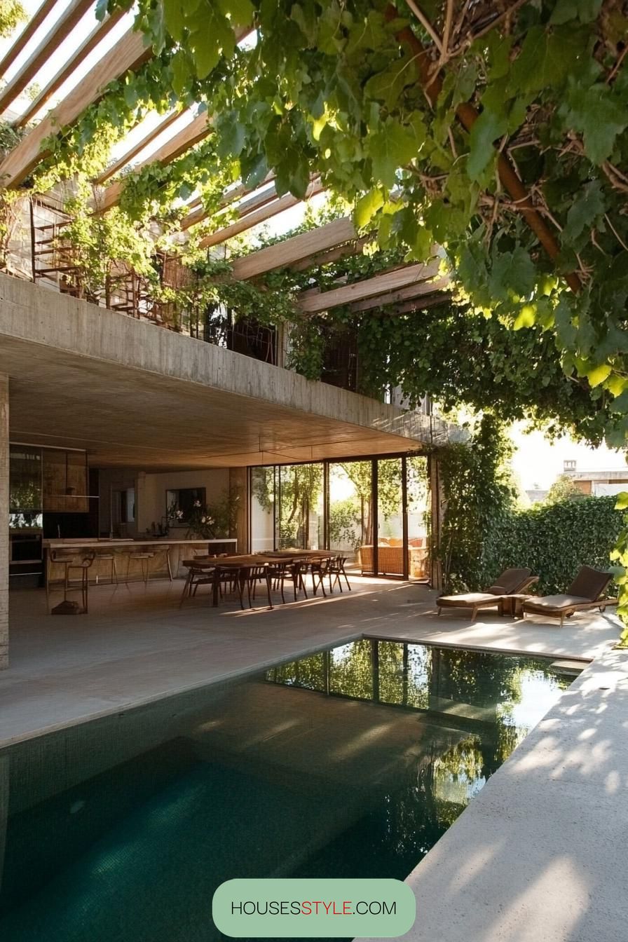 Vine-Covered Pool Retreat