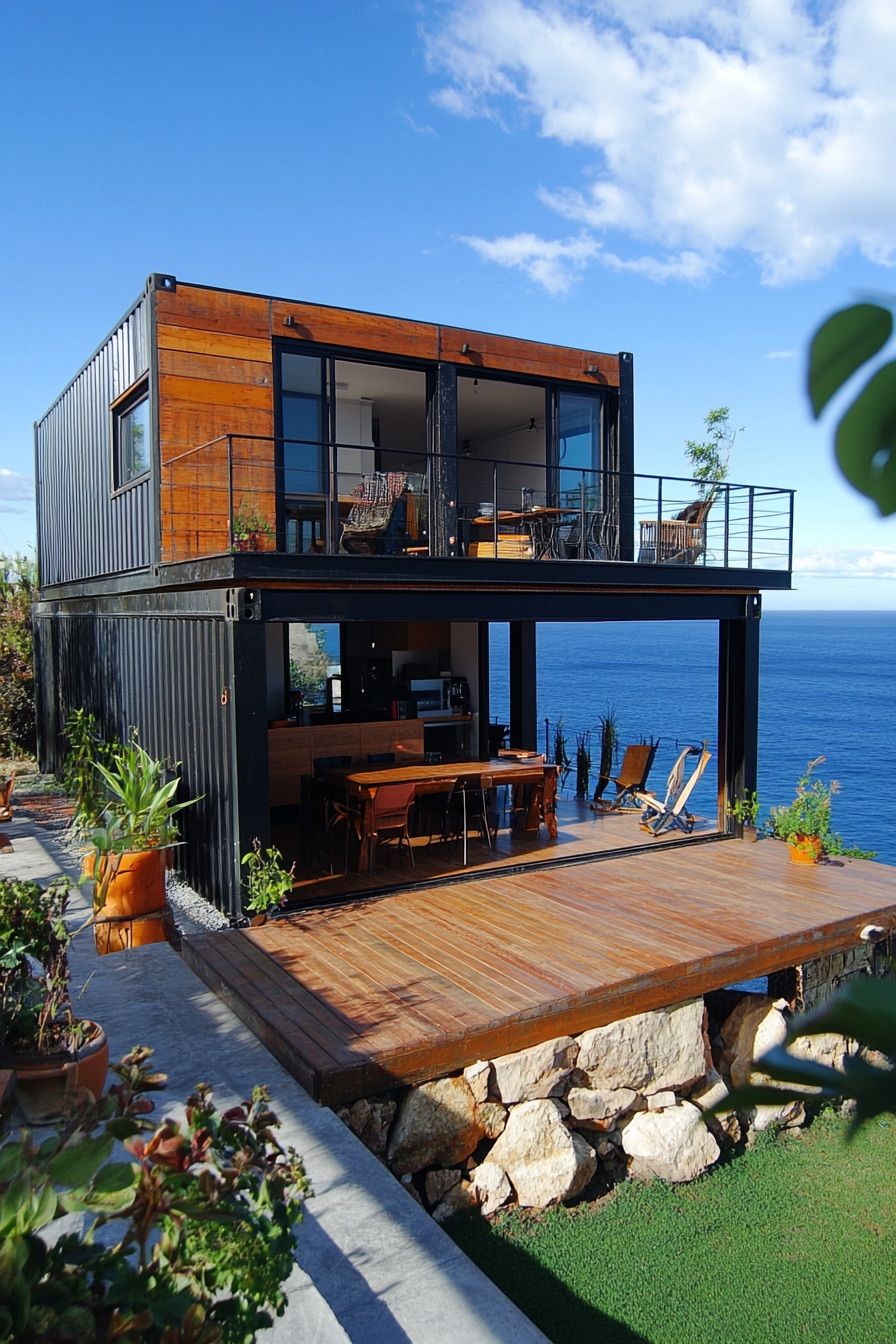 Shipping Container Home With Cantilevered Balconies