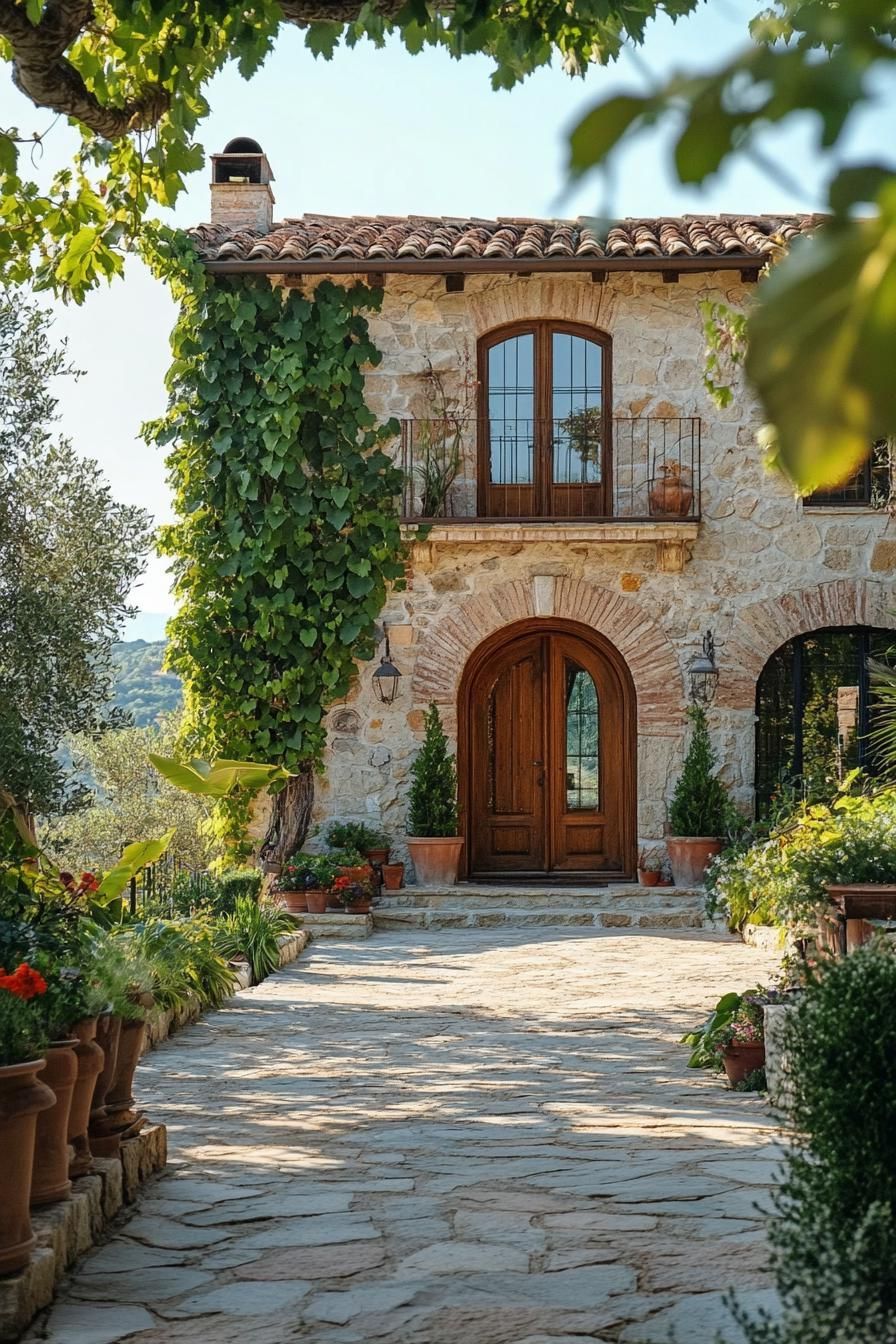 Stone Exteriors With Arched Wood Doors - photo 4