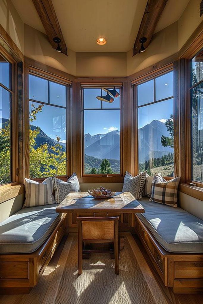 Cozy Kitchen Nook With Corner Windows