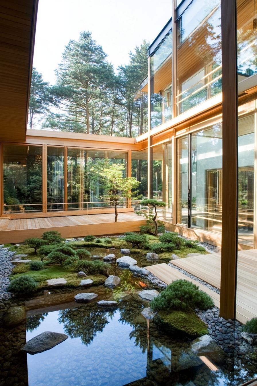 Zen Garden Featuring a Koi Pond