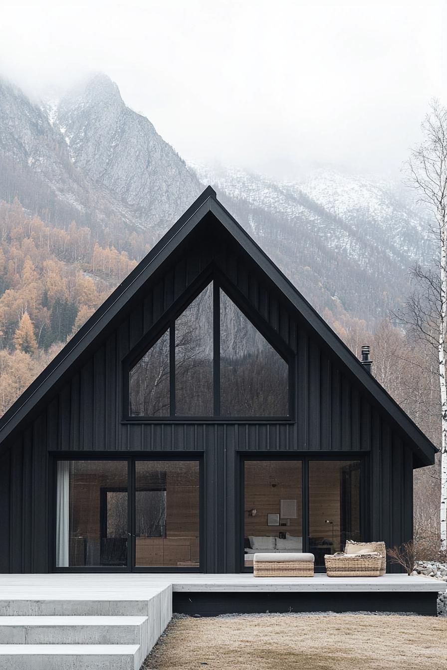 Nordic House Set Against the Mountains