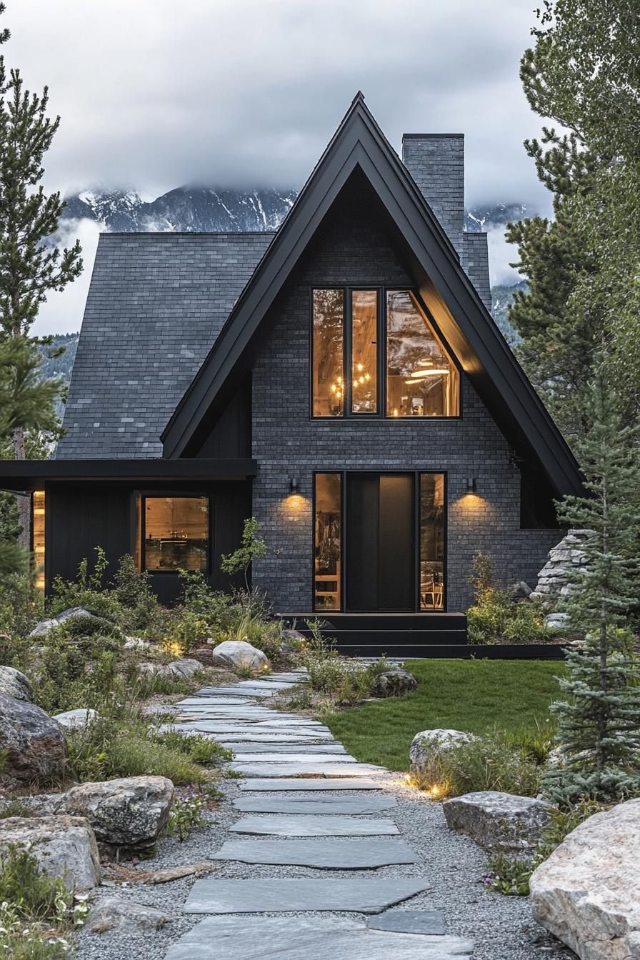 Deep Gray Brick With Dark Wood Accents - photo 4