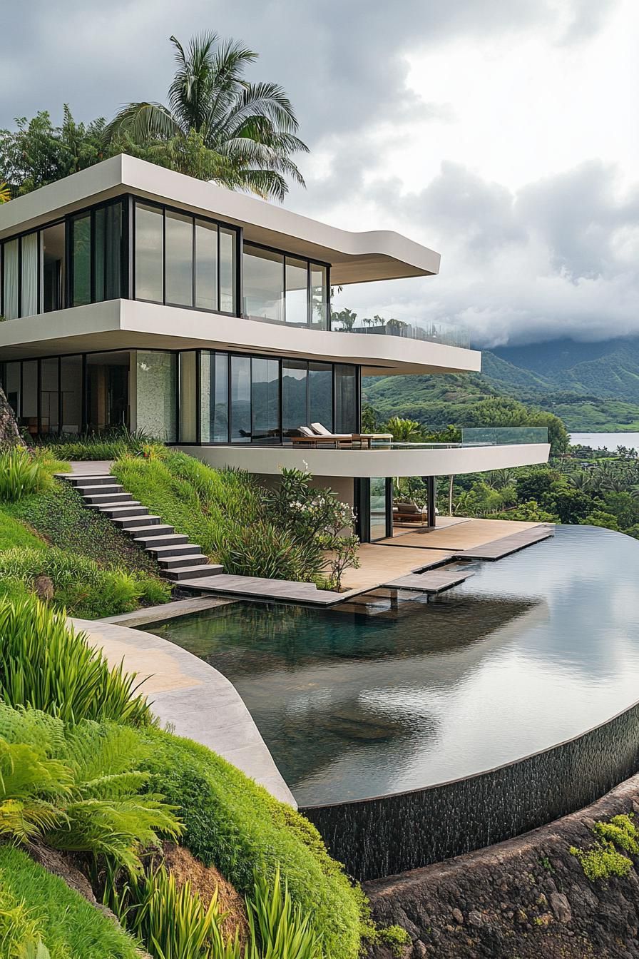 Floating Staircases Leading to Terraces