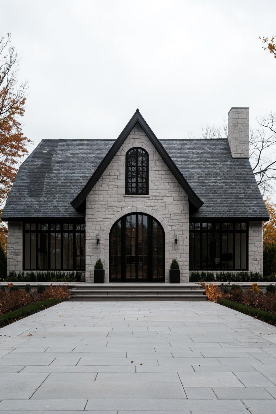 Stone-Clad Contemporary Home Entrance