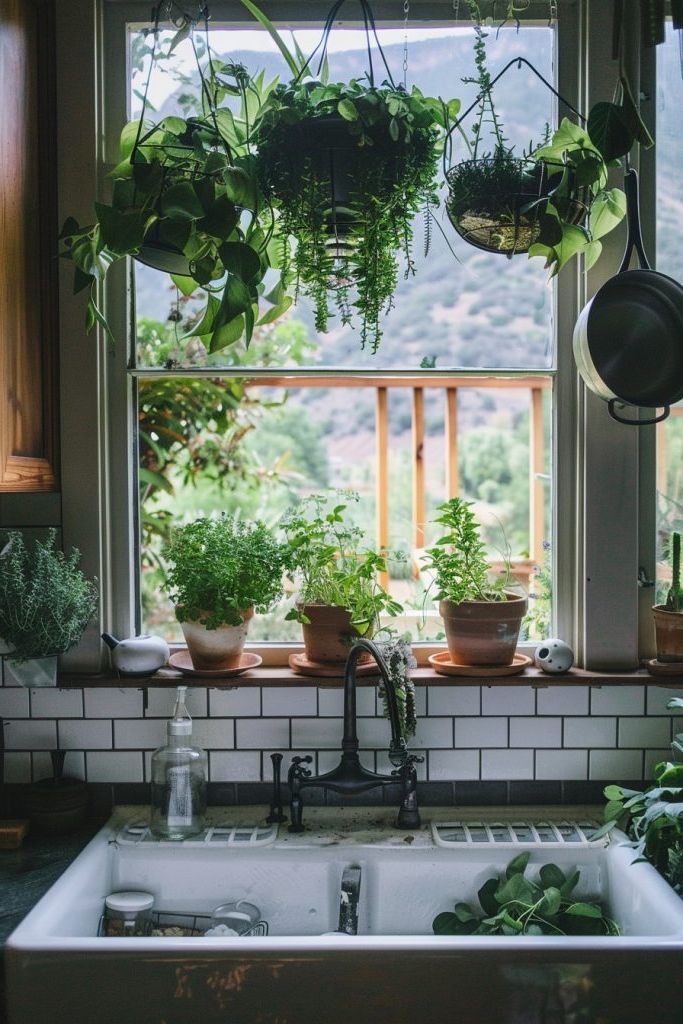 A Hanging Herb Garden by the Windows