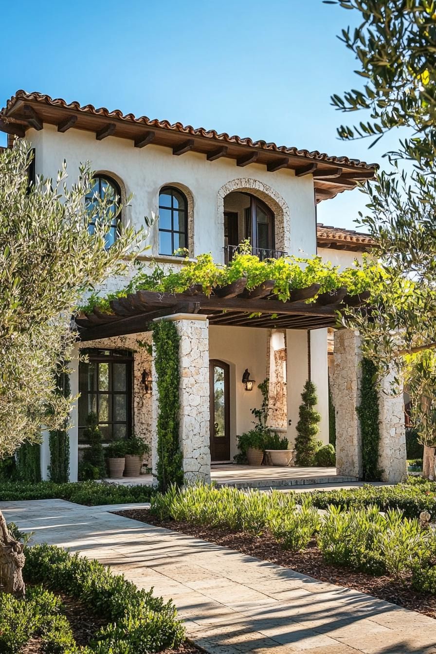 Shaded Vine-Covered Pergolas
