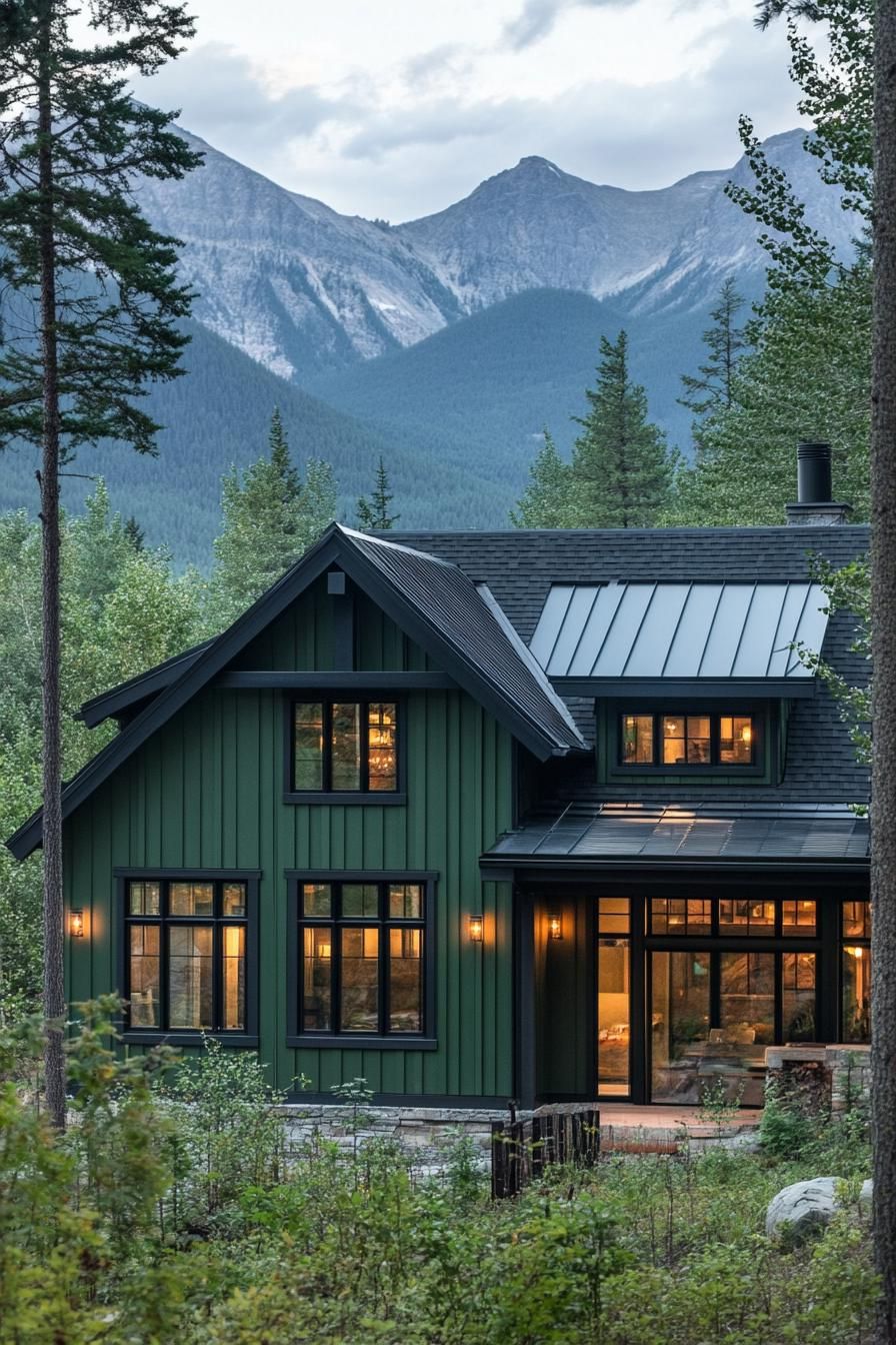 A Green-Gabled Cabin Tucked in the Pines