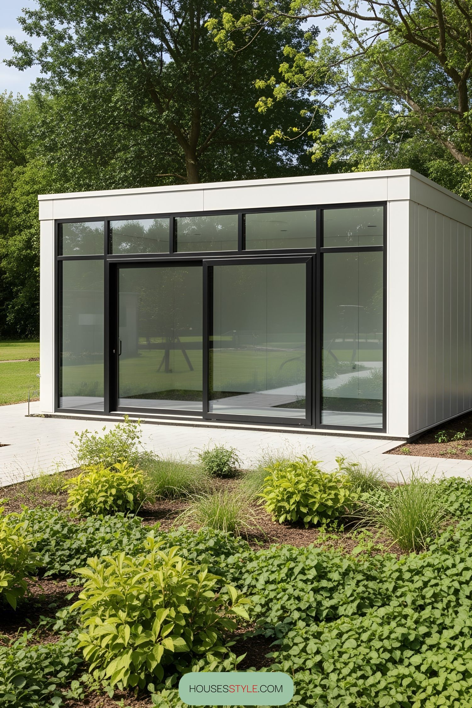 Modern Container Office Surrounded by Greenery