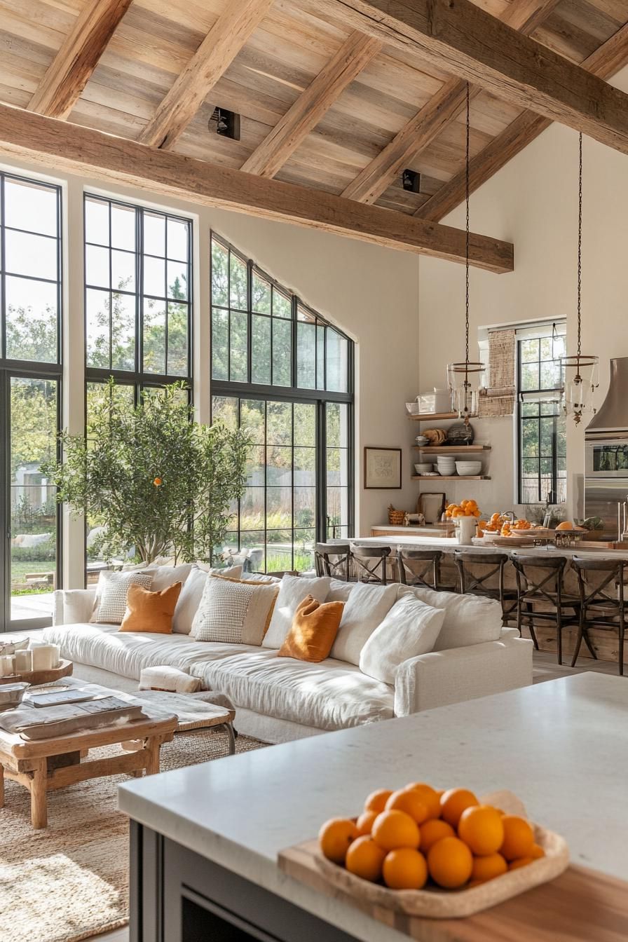 Open Layouts With Wood Beams