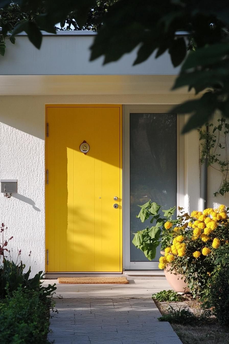 Pastel Yellow Door Finished With Chrome Details - photo 3