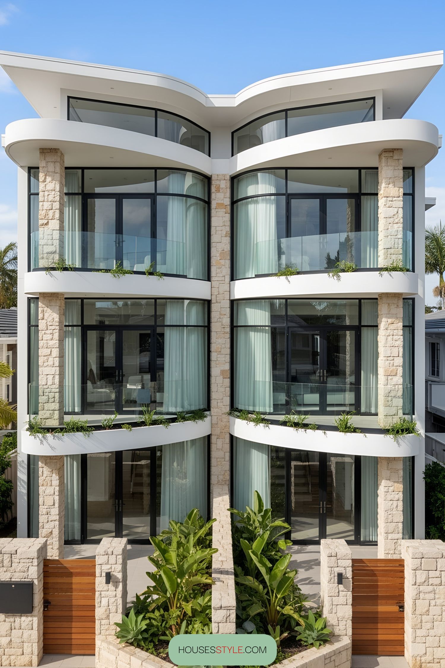 Symmetrical Serenity: A Stone and Glass Symphony