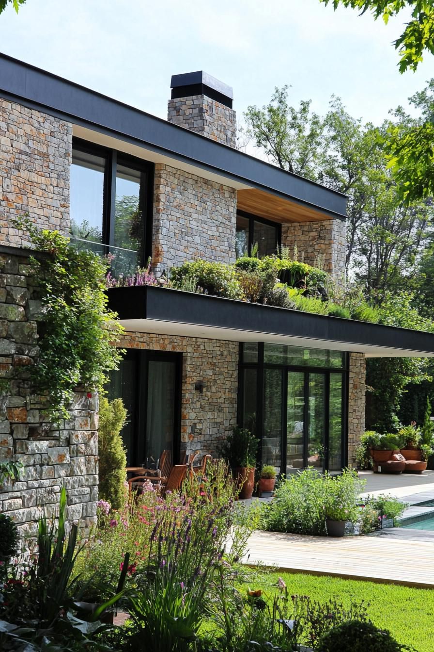 Stone Cladding Paired With Living Green Walls - photo 2