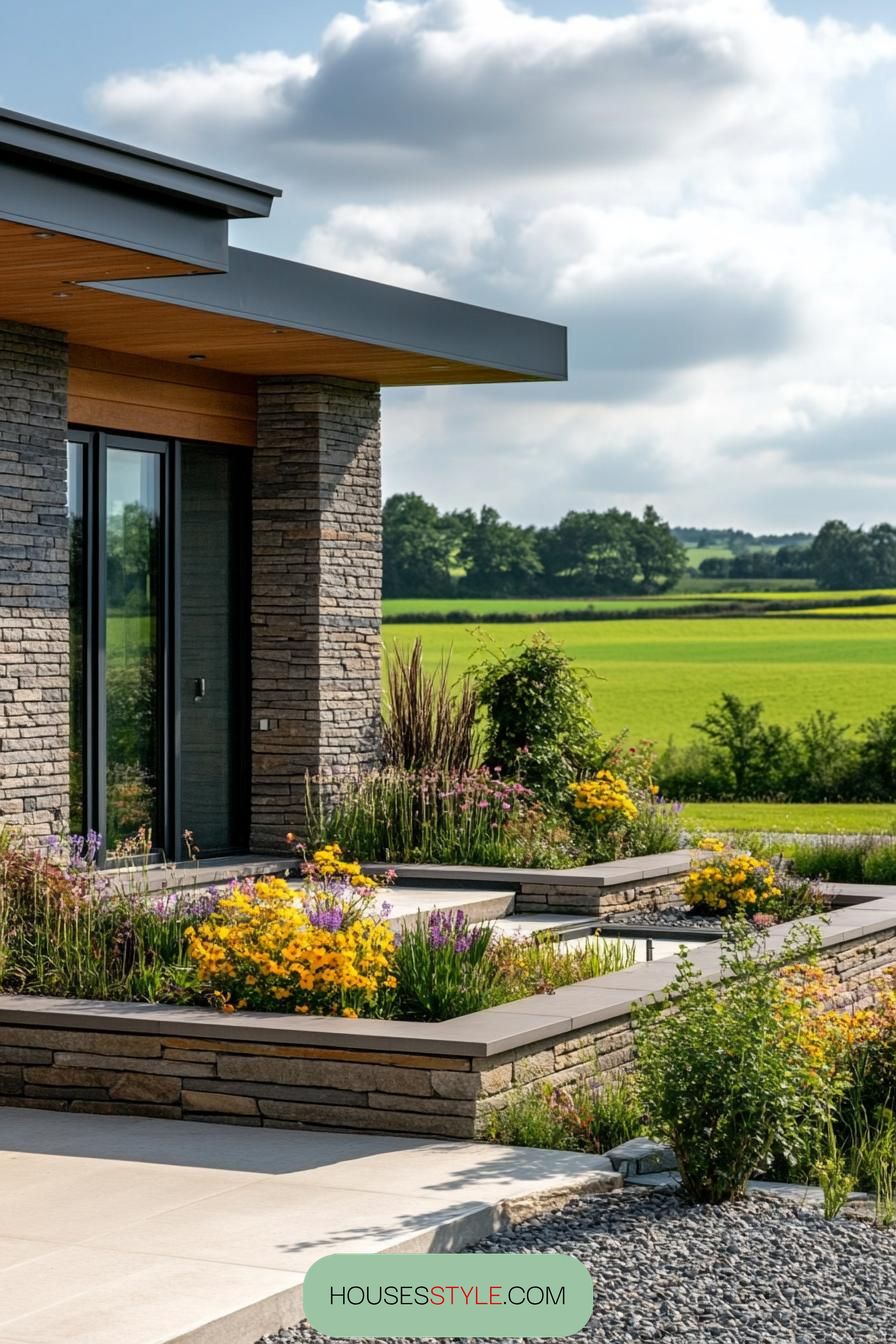 Flower Beds With Stacked Stone - photo 2