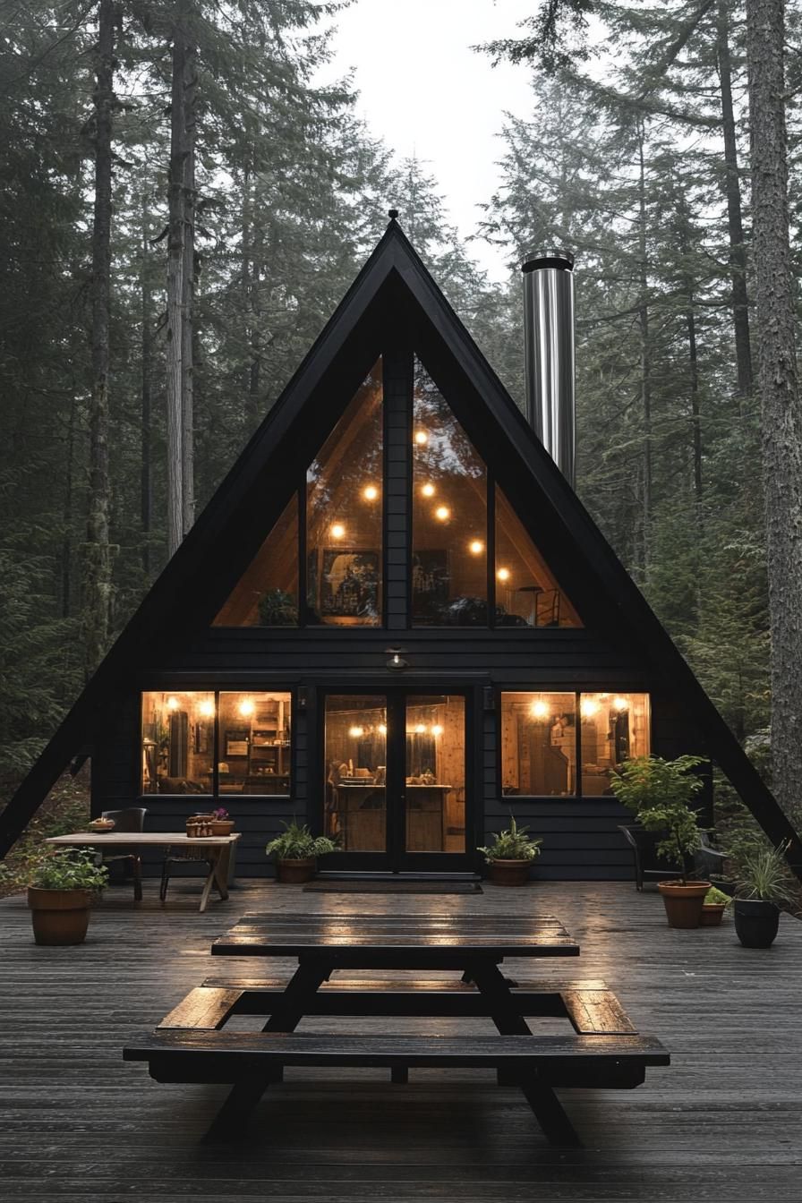 Black Wood Siding Paired With Big Windows - photo 3