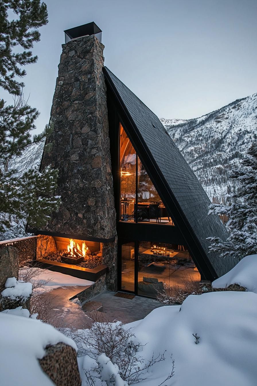 A-Frame Home With Indoor-Outdoor Stone Hearth