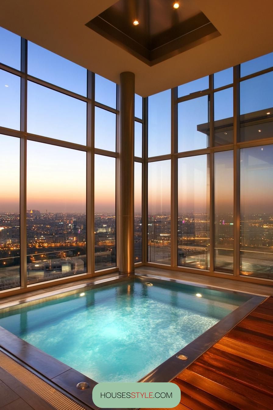 Indoor Pool Behind Glass Walls