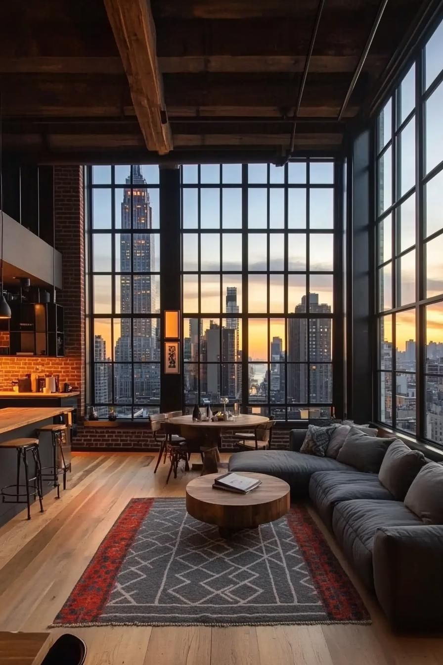 Loft Interiors With Floor-to-Ceiling Windows