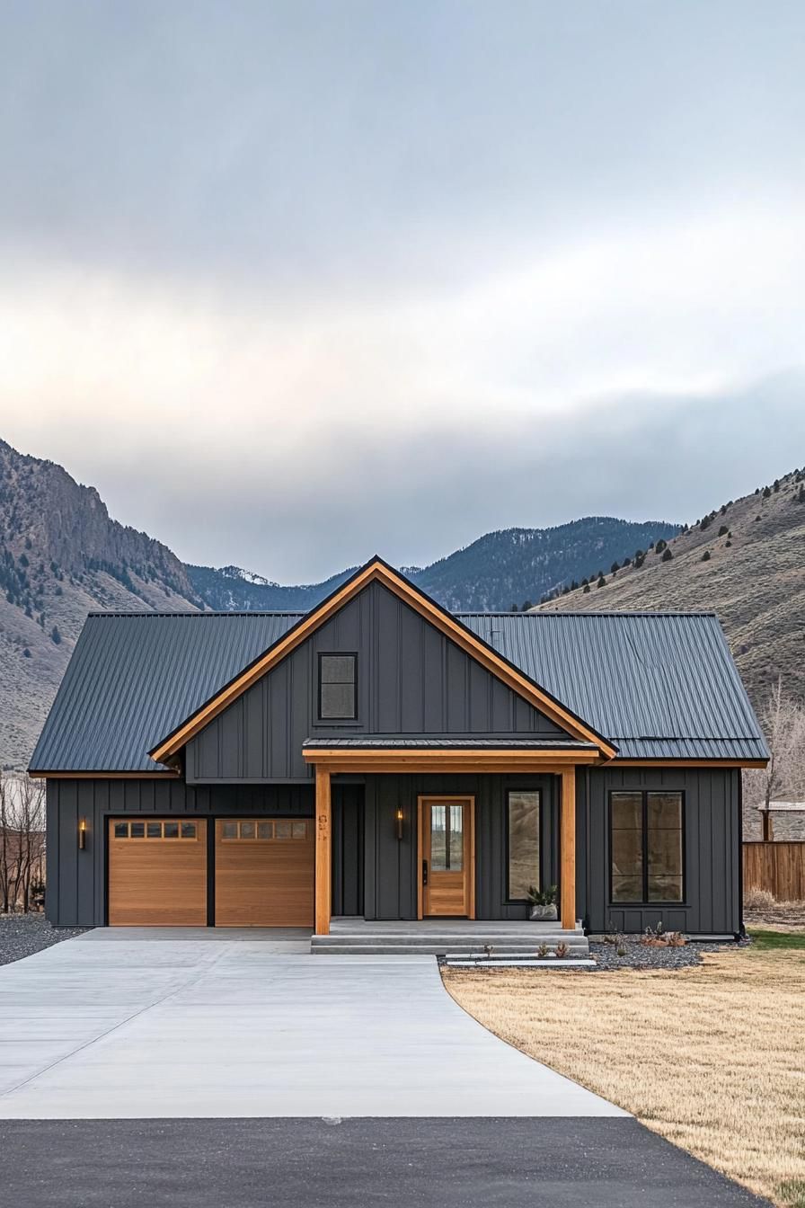 Slate Gray Walls With Black Metal Roof