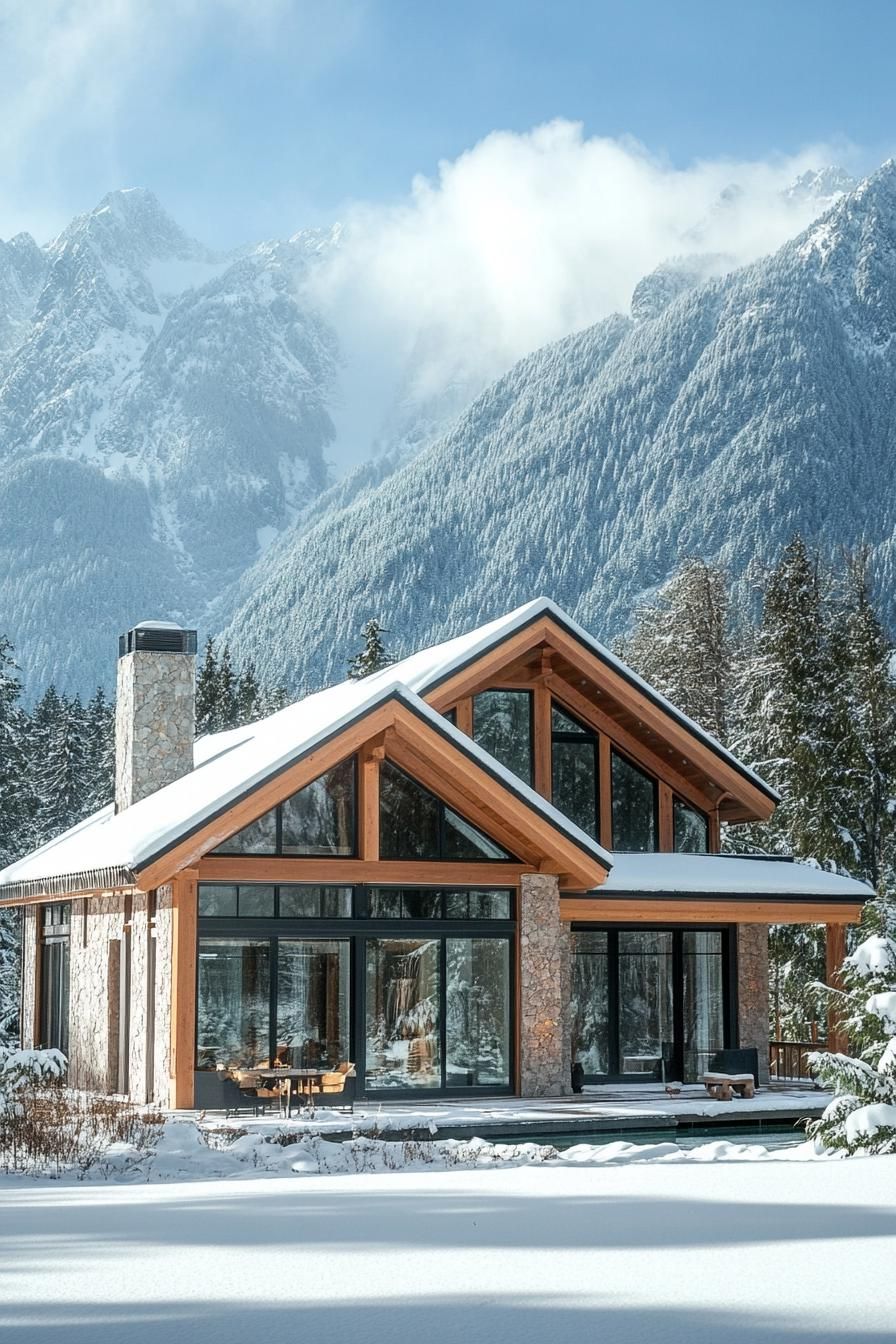 Alpine Timber Style With Stucco and Glass