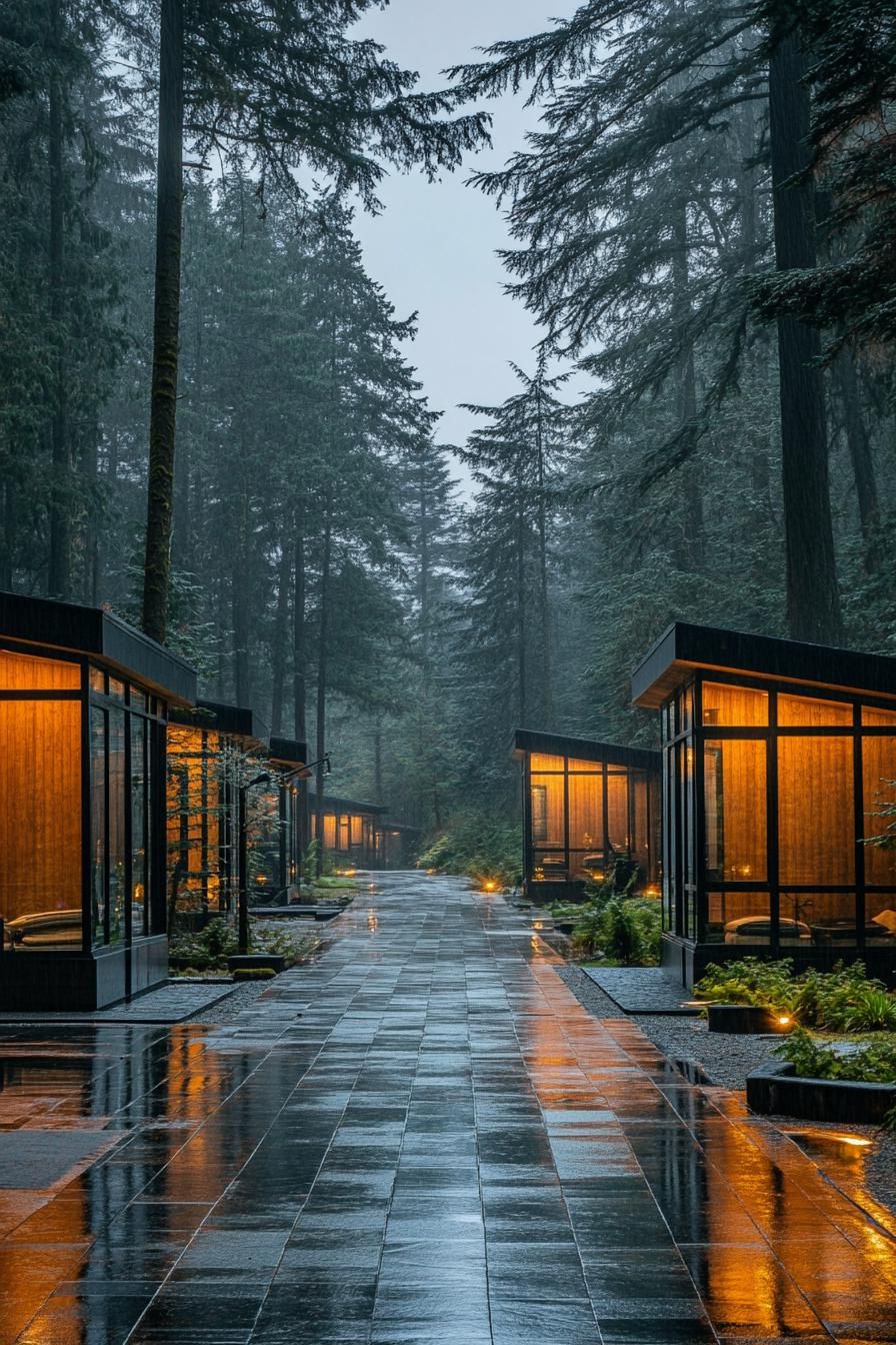A Glassy Hideaway on a Rainy Day
