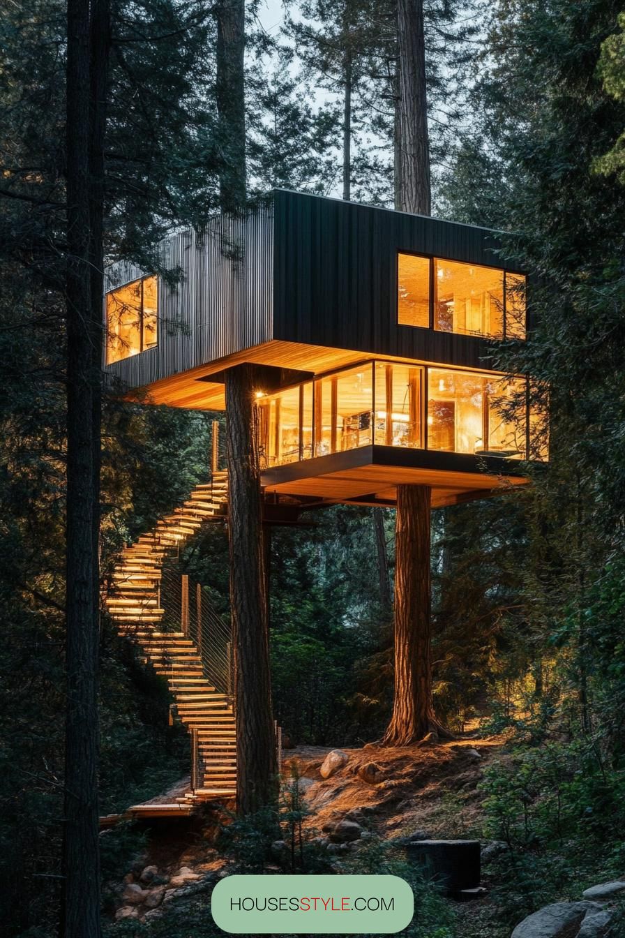 Treehouse Nestled Amongst Pines