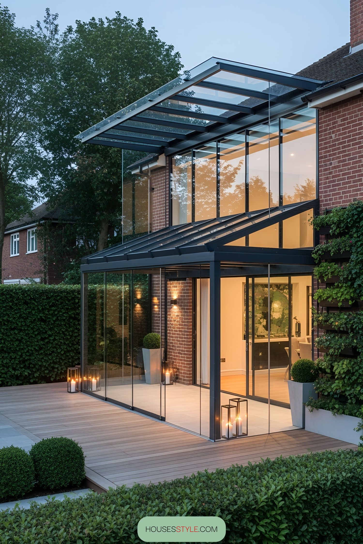 Modern Glass Terrace Design for Bright Living Spaces