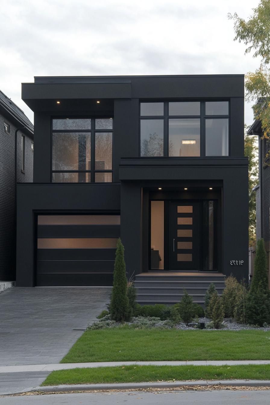 Black Stucco Exteriors With Curved Details - photo 2