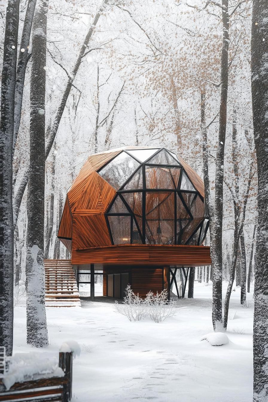 Wood-paneled Geodesic Dome Home