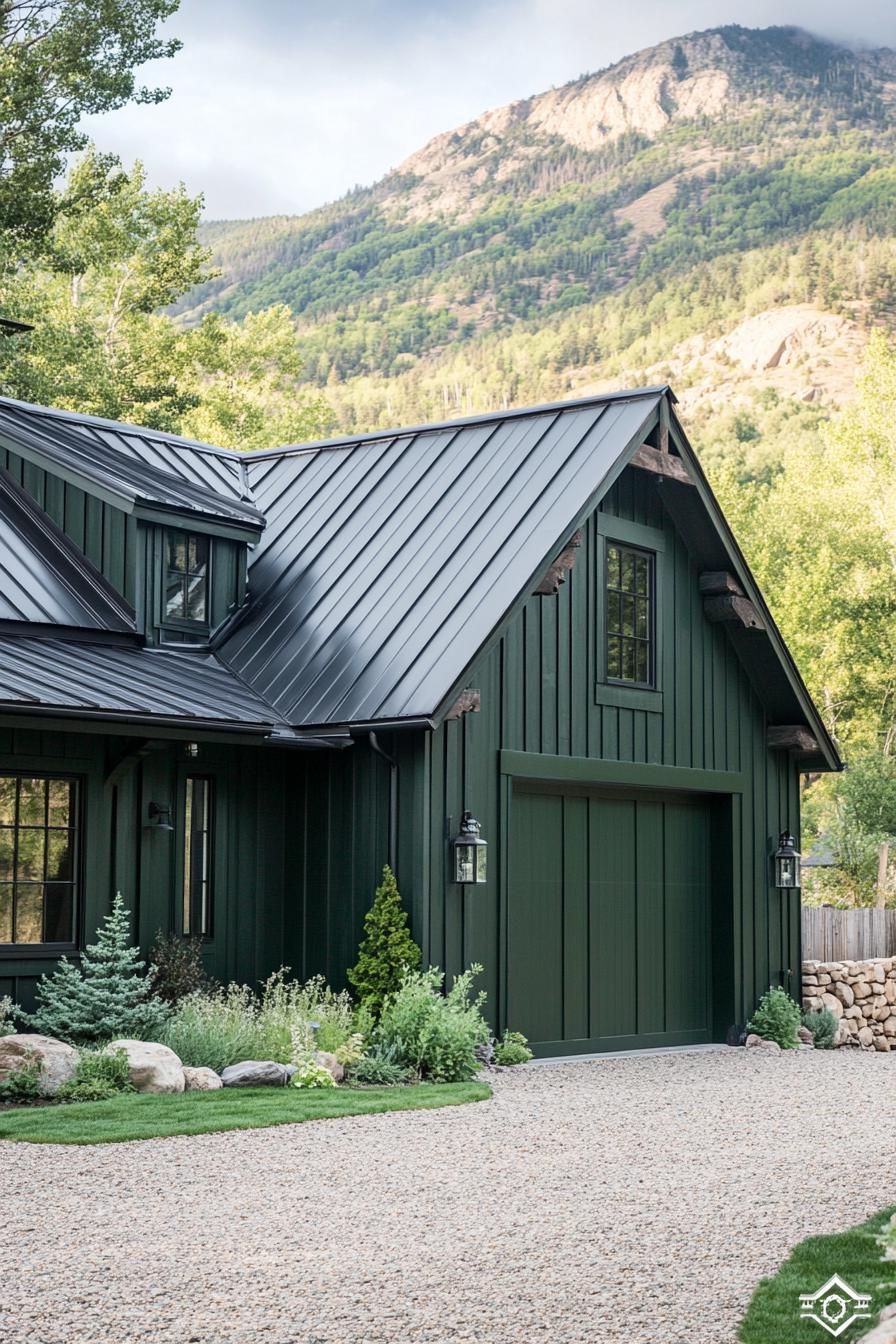 Olive Green Siding With Light Trim Details - photo 4