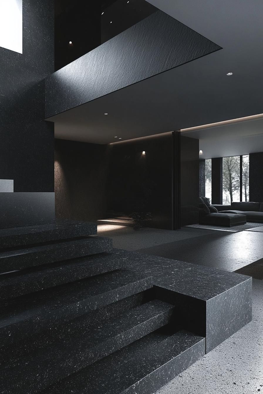 Minimalist Home With Obsidian Finishes