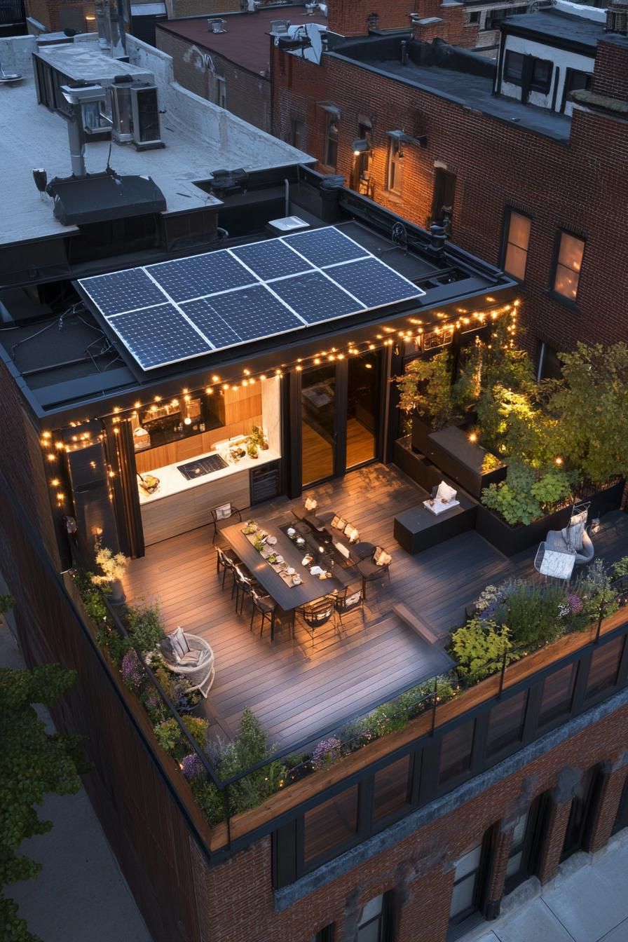 Solar-Paneled Roof Deck With Outdoor Kitchen
