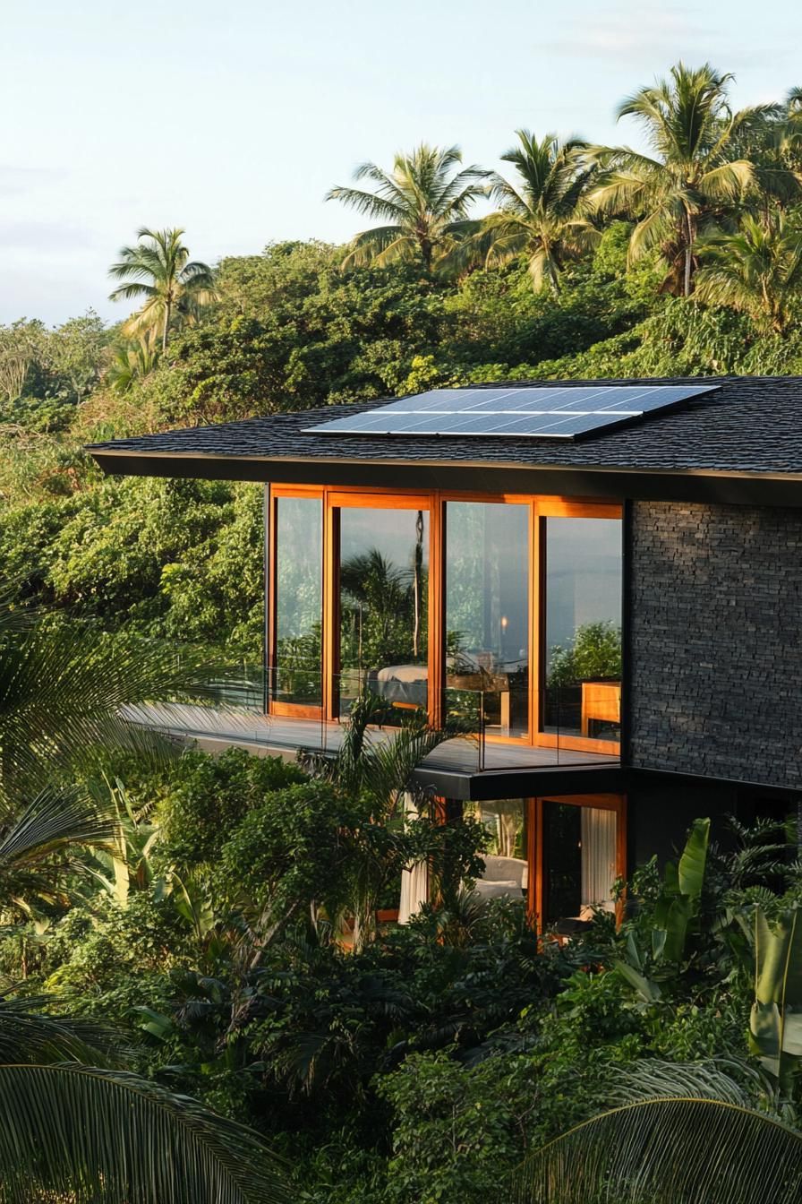 Black Shingles Paired With Black Solar Panels