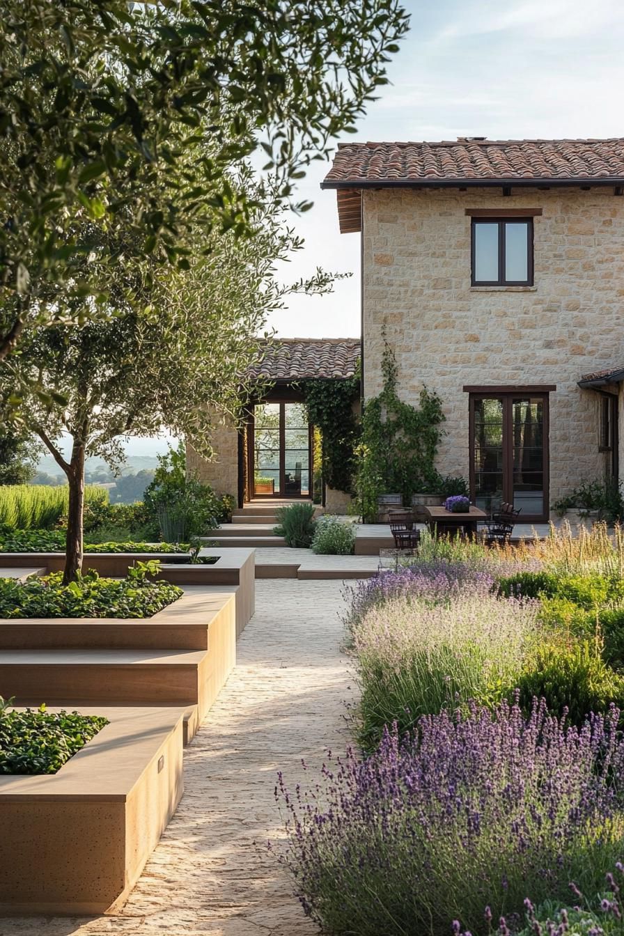 Stone House with a Garden Pathway