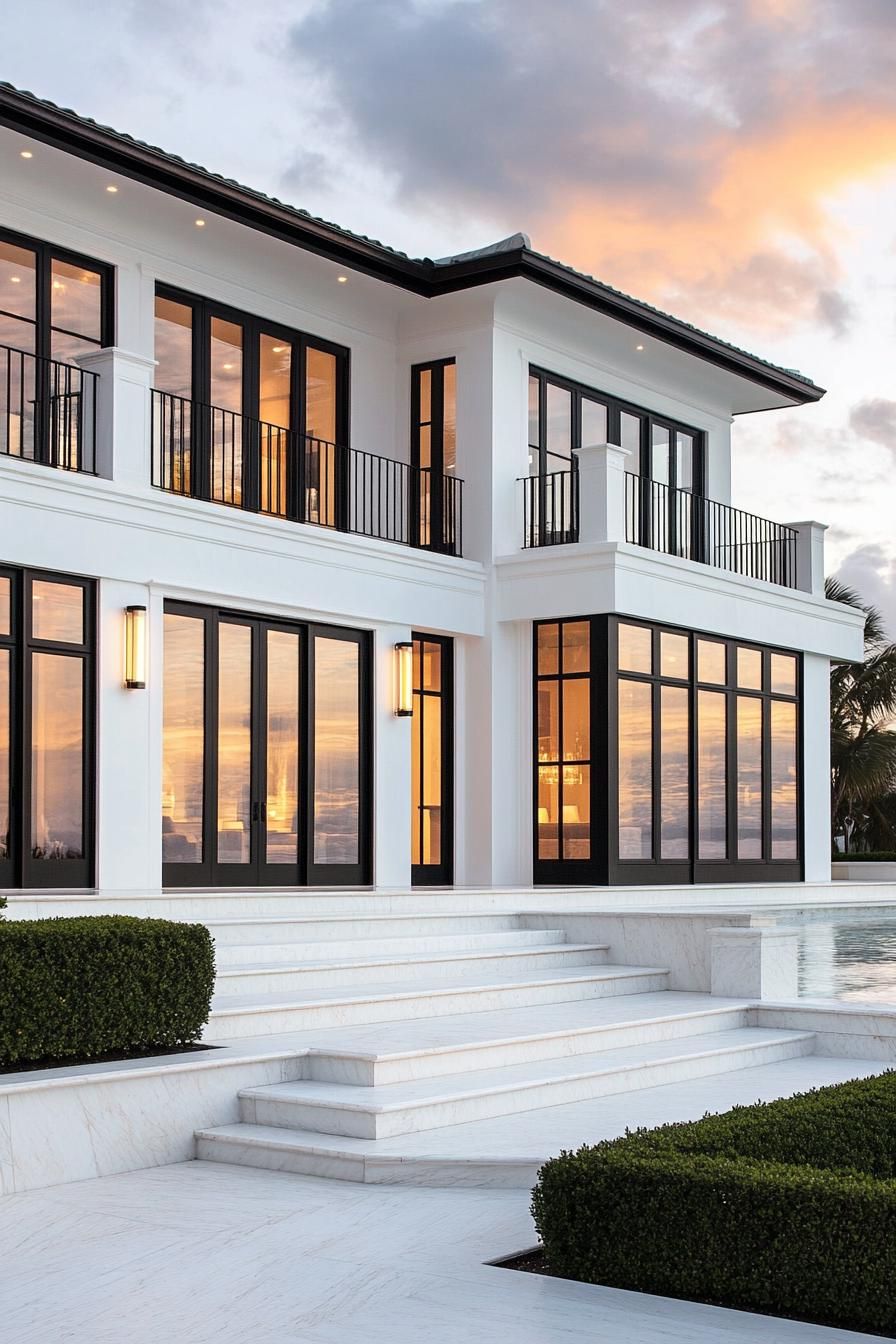 Sunset Glow on a Modern Mansion