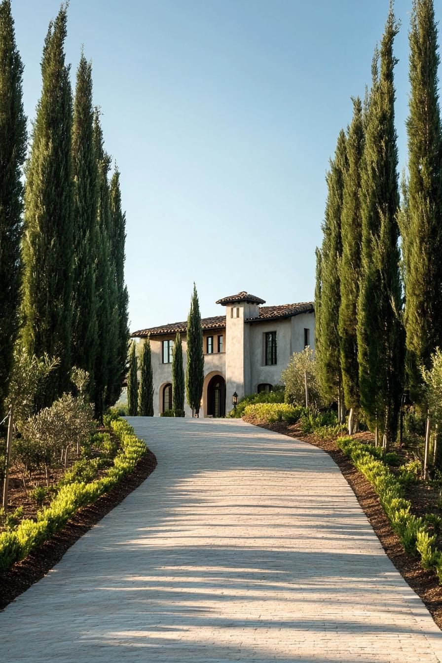 Cypress Driveway to a Hilltop Manor