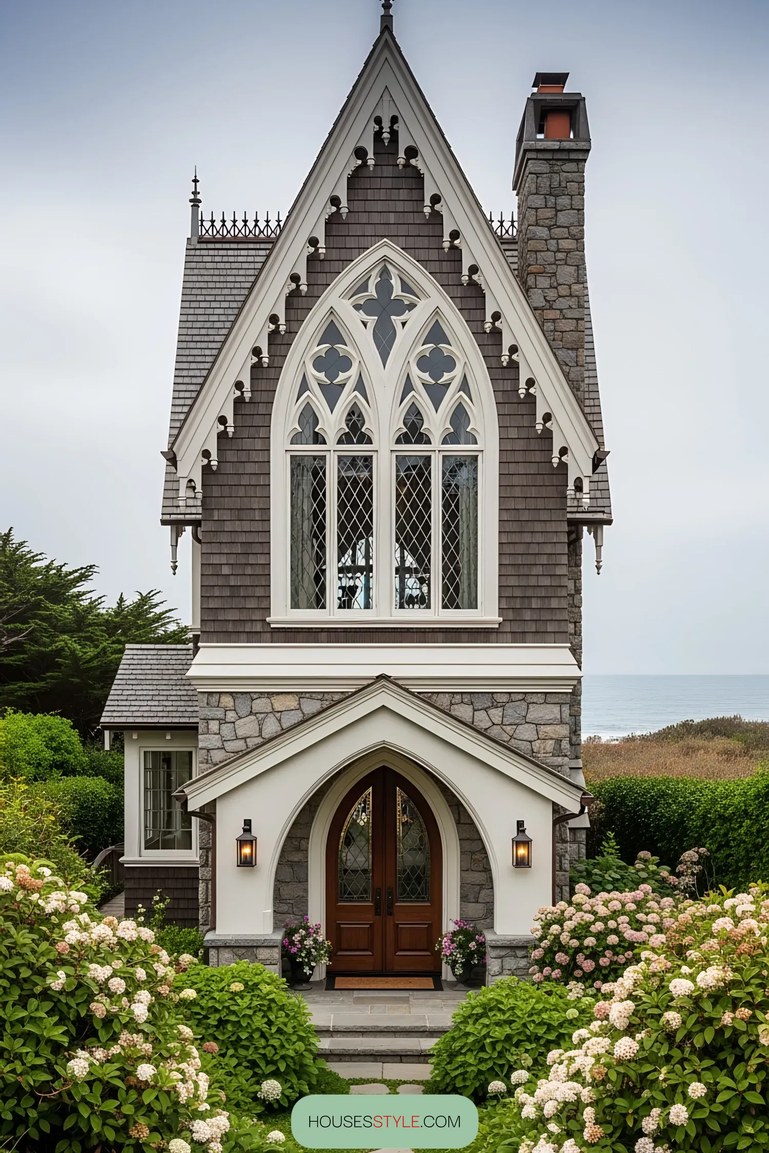 Coastal Home with Towering Spires