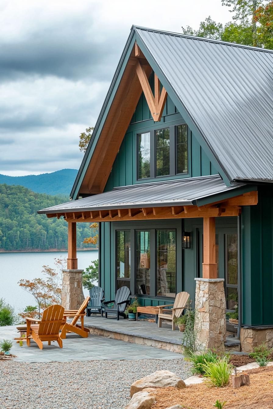 Teal Green Siding With Rustic Log Details - photo 3