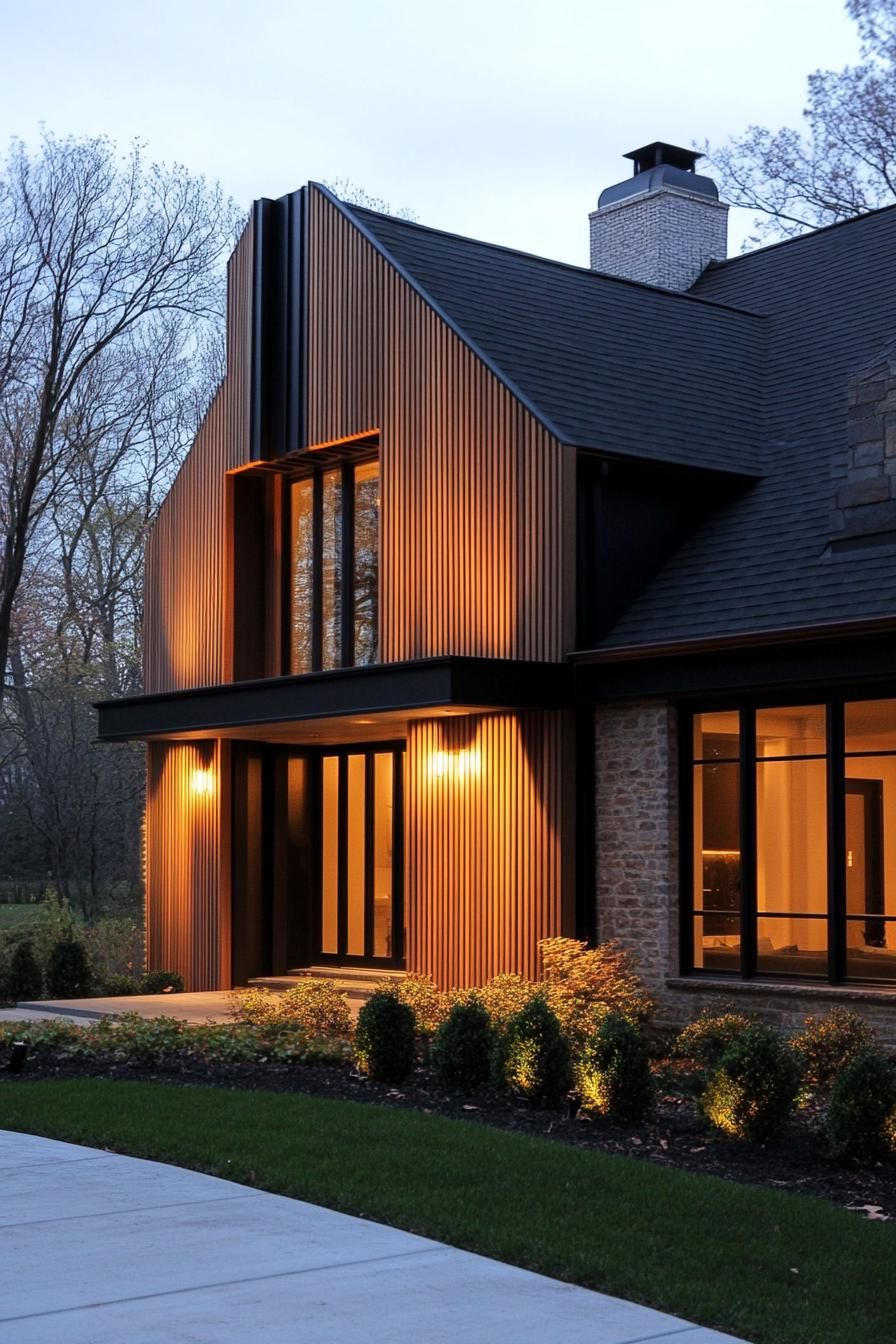 Wood Slat Exteriors With Built-In Lighting