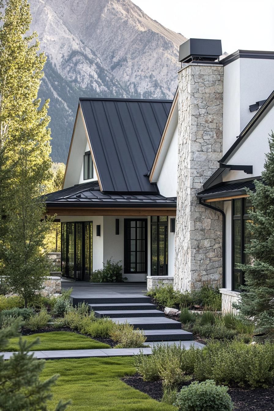 White Stucco Walls with Black Metal Roofs - photo 3